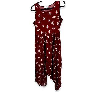 Elle Sundress Sleeveless Floral Fit and Flare Asymmetrical Shark Hem Women's M